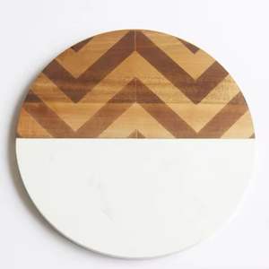Bonita vajilla, tabla de cortar de mármol, forma redonda, tabla de cortar de mármol blanco, tabla de queso de madera para repostería y panes - Product Image 4