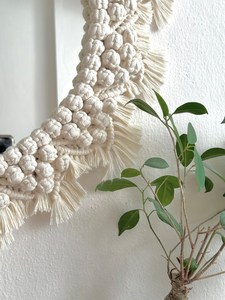 Macrame นาฬิกาแขวนผนังกระจกตกแต่งบ้านสไตล์โบฮีเมียนทำด้วยมือ - Product Image 3
