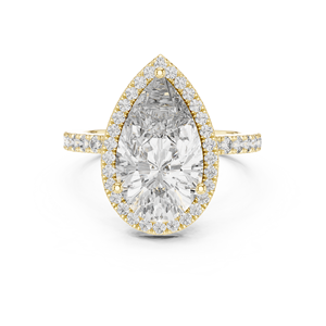 Bague de mariage pour femme en or jaune 10K 4,50 carats avec halo de diamants de laboratoire en forme de poire, certifiée IGI EF VS1, bijoux harmonieux tendance pour anniversaire - Product Image 1
