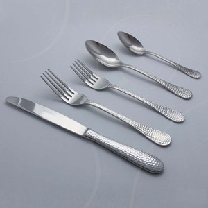 Handmade Best Selling Stainless Steel Metal <b>Gold</b> <b>Mirror</b> Polished Bulk Fork Spoon Cutlery Sets Full Hammered Handle - Product Image 3