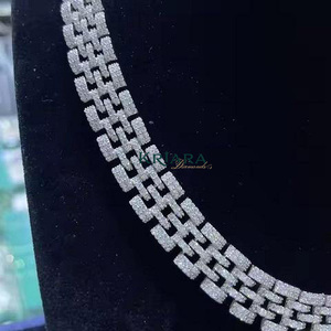 Lab Grown Diamond <b>Statement</b> <b>Necklace</b> Round Brilliant Cut Geometric Link Chain S925 Rhodium Plated Luxury Unisex - Product Image 2