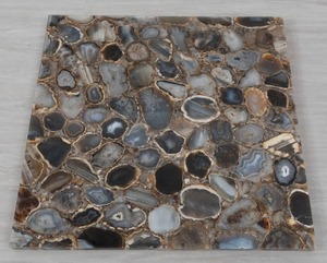 Table basse en agate noire faite à la main, décor moderne en pierre de conception pour meubles de maison, côté centre avec géode, canapé d'extérieur, art déco - Product Image 2