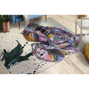 Tapis Banksy Rose Graffiti : Tapis d'appoint antidérapant, tapis doux non tissé - Product Image 2
