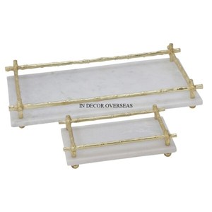 High Standard Quality <b>Mirror</b> Made Rectangle Shape <b>Tray</b> <b>With</b> Gold Plated Unique Designer Frame & Handle Table Centerpiece Supply - Product Image 6