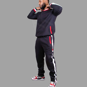 Ropa deportiva personalizada para hombre, ropa de calle, sudadera sólida de talla grande con cuello redondo, conjuntos de Jogger, chándales de Entrenamiento Personalizados, chándal para - Product Image 5