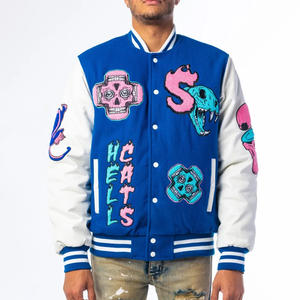 Custom Design Men's <b>Long</b> Canvas College Varsity <b>Jacket</b> with <b>Leather</b> Sleeves and Black Wool Lining - Product Image 5