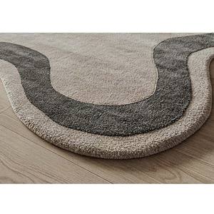 Alfombra de lana gris hecha a mano moderna personalizada de lujo en forma ovalada con mechones a mano para mascotas antideslizante Picnic Decoración Para sala de estar al por mayor - Product Image 5