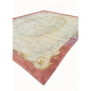 Tapis Aalam Jaipur US Classic Green en laine nouée à la main, modèle Pae-5958, motif médaillon, pour la décoration du salon, taille 9x12. - Product Image 2