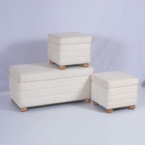 Panca contenitore in tessuto Teddy Fleece con gambe in legno massello, poggiapiedi contenitore quadrato/rettangolare - Product Image 5
