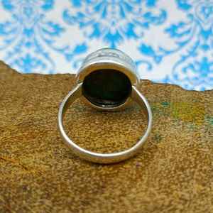 Anillo de Plata de Ley 925 de grado superior, diseño Simple, cabujón turquesa de cobre verde Natural, piedras preciosas, fiestas hechas a mano, corte ovalado - Product Image 4