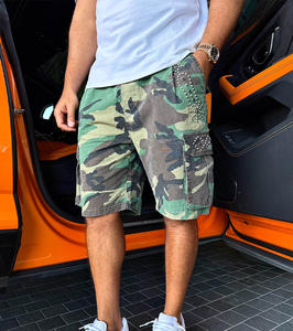 Pantalones cortos cargo personalizados de alta calidad, ropa de calle para hombre, venta al por mayor, pantalones cortos vaqueros para hombre, pantalones cortos cargo con tachuelas Vintage informales para exteriores - Product Image 4