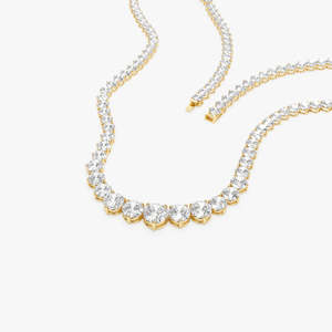 Collier tennis rond divin à 3 griffes, diamant de laboratoire 15,45 carats E VS1, or 14 carats, pour occasions spéciales et soirées - Product Image 3