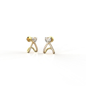 Pendientes de aro de corazón de moissanita de 0,75 quilates de oro de 18K - Product Image 3