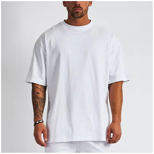 T-shirts à manches courtes à épaules tombantes personnalisés de haute qualité pour hommes en polyester/coton respirant et écologique en gros - Product Image 1
