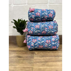 Quilted Bohemian for Toiletry & <b>Makeup</b> Bag with Tassel Pattern Zipper Closure Foldable Feature Block Print <b>Case</b> for <b>Makeup</b> - Product Image 1