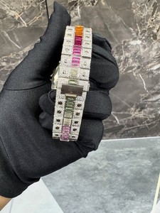 Montre Hip Hop pour homme en acier inoxydable avec verre en alliage de moissanite VVS, diamants blancs, mouvement à quartz, style business, cadeau - Product Image 5