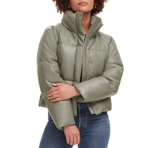 Chaqueta de cuero transpirable de manga larga ligera para mujer tela de lona de algodón con relleno tendencia resistente al agua empacable crudo - Product Image 5