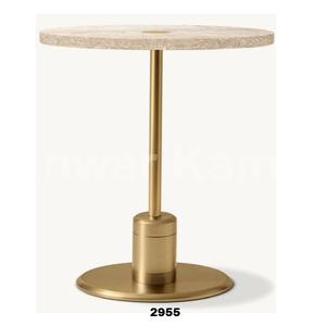 Mesa auxiliar redonda de mármol macizo y acero inoxidable de bronce, mesa auxiliar para sofá, mesa auxiliar para aperitivos y mesa de centro para sala de estar y oficina - Product Image 1