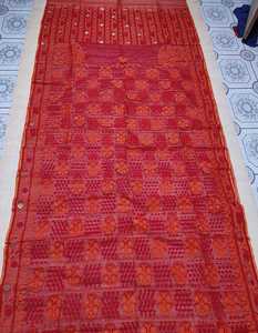 Exclusivo Deshi Dhakai Jamdani Sharee de alta calidad para mujeres JAMDANI tela azul rojo verde dorado cielo azul de Bangladesh - Product Image 4