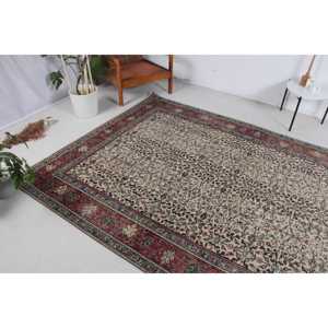 พรมตุรกีวินเทจขนาด 6.1x9.2 ฟุต พรมขนาดใหญ่ พรมขนสัตว์สีแดง - Product Image 3