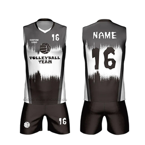 Ensembles de volley-ball personnalisés avec logo imprimé par sublimation, hommes et femmes, couleur unie, sans manches, en vente, uniformes personnalisés - Product Image 3