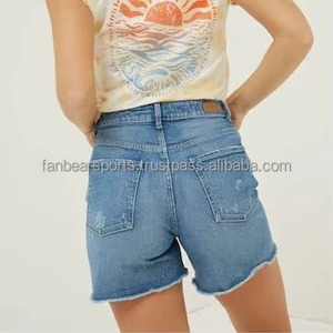 OEM Casual <b>Denim</b> <b>Shorts</b> for <b>Women</b> From Pakistan Slim Fit <b>Stretch</b> Fabric Solid Pattern Daily Gymwear Summer Fashion Supplier - Product Image 5