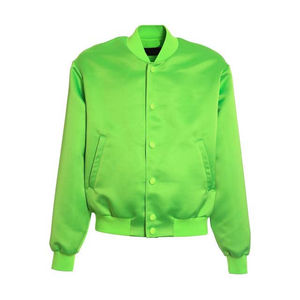 Chaqueta de bombardero de satén y poliéster de manga larga con logotipo personalizado al por mayor, chaqueta personalizada con logotipo bordado, ropa de calle para hombre - Product Image 5