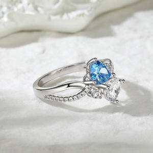 Jeulia Love Stone Heart Cut <b>Turquoise</b> Sterling Silver <b>Ring</b> - Product Image 5