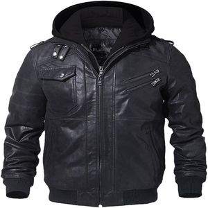 Chaqueta de cuero de manga larga para hombre más vendida en invierno negro 2024 con múltiples bolsillos Venta directa de fábrica Nuevo diseño - Product Image 5