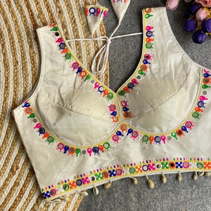 V-cổ nặng lụa không tay áo đẹp multithread làm việc và gương làm việc thực <span class=keywords><strong>KODI</strong></span> latkan làm bằng Viscose - Product Image 3