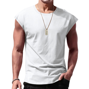 Camiseta sin Mangas de Algodón para Hombre y Jóvenes, Marca de Moda Urbana, Mangas Cortas Divididas - Product Image 6