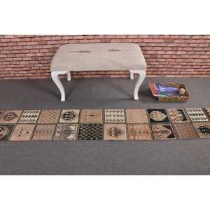 Alfombra Turca Vintage, Alfombra de 1.3x9.1 pies, Alfombra Marrón con Borde - Product Image 3