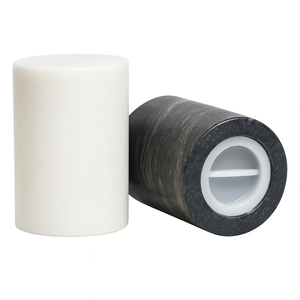 Ensemble de salière et poivrière en marbre blanc lisse avec support ovale assorti, design cylindrique minimaliste moderne, luxe pour la cuisine et la salle à manger - Product Image 6