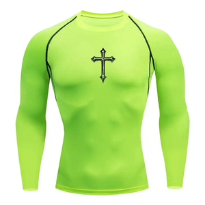 Camiseta de Compresión con Estampado Cruzado para Hombre, Camiseta Deportiva Cristiana, Camisetas, Tops, Gimnasio, Entrenamiento, Correr, Capas Base, Camisetas Interiores, Rashguard - Product Image 4