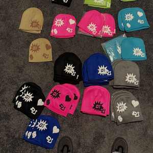 Colección de otoño e invierno 2025, sombrero de lana en stock, gorro personalizado cálido con estampado Digital, gorros de punto, gorros con puños Unisex - Product Image 3