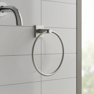 Porte-serviettes mural FUJI en argent brossé FJ70 38 avec anneau 18,2x6,9x20,1cm, accessoires de salle de bain et toilettes - Product Image 3