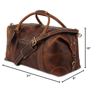 Bolsa de viaje de cuero genuino para gimnasio, equipaje Vintage para hombre, bolsa de fin de semana para noche, bolsa de gimnasio de cuero de piel de vaca Real, bolsa de viaje deportiva - Product Image 3