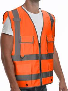 Gilet de sécurité réfléchissant haute visibilité 100 % polyester avec fermeture éclair, couleur et logo personnalisables, écologique pour les tenues de travail estivales (vente en gros) - Product Image 2