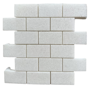 Ensemble de mosaïque murale rectangulaire moderne en marbre blanc, finition polie et brute, résistant à l'eau, pour intérieur de salle de bain - Product Image 3