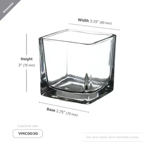 VMC0030 - Porte-bougie / Vase en verre transparent pour usage quotidien - 3 pouces - Product Image 3