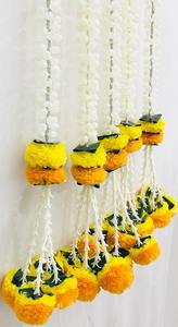 Corde de souci artificielle Mogra pour décoration Diwali Cordes de décoration murale faites à la main Fleurs moelleuses Marigold avec décor de festival - Product Image 3