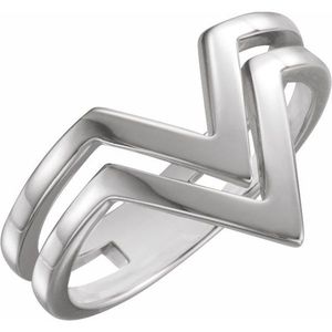 Double V <b>Ring</b> <b>Adjustable</b> 18K Plated Titanium Fine Quality Solitaire Inlay Trendy Religious and Luxury Geometric Shape Gift - Product Image 1