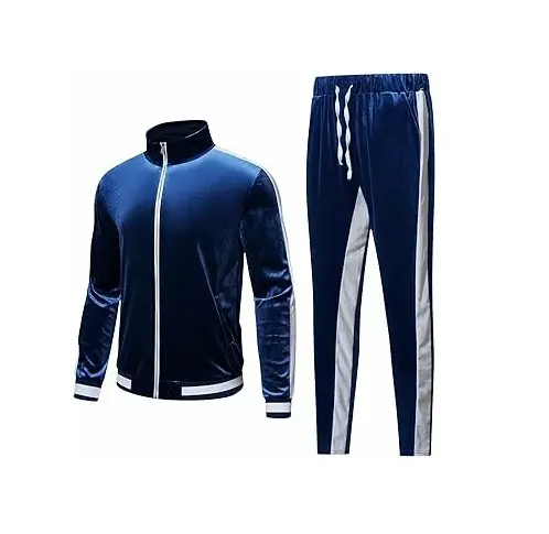 Ademende Oem Mode Sportkleding Heren Fluwelen Trainingspak 2-delige Set Effen Heren Trainingspak 2023