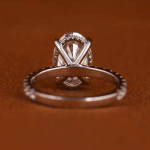 14KT Or Blanc 3.0 CT Bague de Fiançailles Coupe Ovale Nouveau Style Classique Hidden Halo Setting IGI Certificate Lab Grown Diamond - Product Image 3
