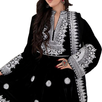 Robe formelle pour filles afghanes, faite à la main, avec broderie miroir, manches longues, en tissu mélange de soie et coton, tissu chiffon, motif floral