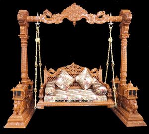Traditional Elephant Based Hand Carved Teak <b>Wood</b> <b>Swing</b> Customized Premium Quality Vintage Detachable 3 Seater Australia - Product Image 5