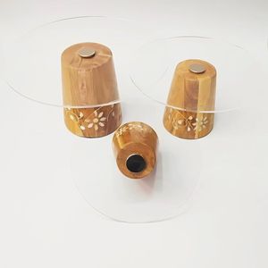 Soporte redondo de acrílico de lujo hecho a mano para tartas con base de madera con incrustaciones de madreperla, herramientas llamativas para tartas Eid Ramadan - Product Image 2