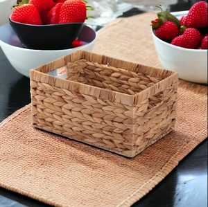 Wholesale Rectangle Wicker Basket Handmade Seagrass Water Hyacinth Woven Storage Box Basket Sundry <b>Bath</b> Cosmetic Towel <b>Holder</b> - Product Image 2
