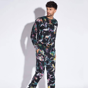 ชุดเซ็ตเสื้อฮู้ดดี้และกางเกงวอร์มผู้ชายคุณภาพสูงแบบสั่งทำพิเศษ ลายมัดย้อมทรงโอเวอร์ไซส์ - Product Image 4