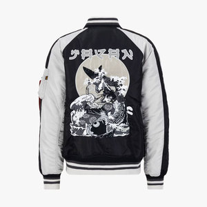 Blouson bombardier en jean pour homme coupe ajustée personnalisé côtelé col montant double fermeture éclair manteau de mode de rue pour le printemps automne vente en gros - Product Image 2